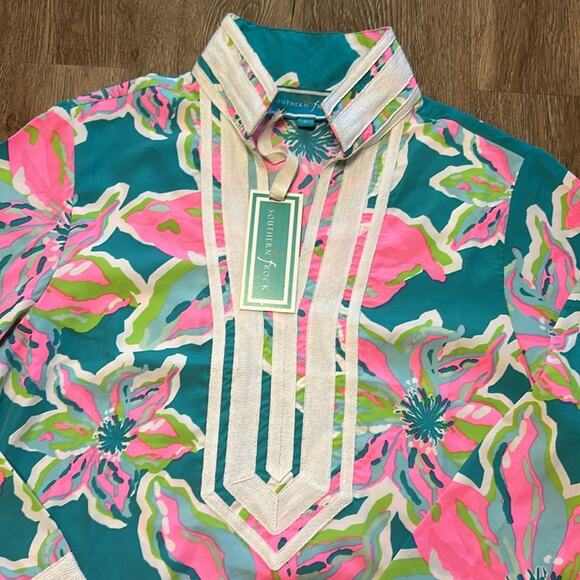 NWT Southern Frock Multi Color Floral Collared Mini Dress Size Small - Picture 3 of 4